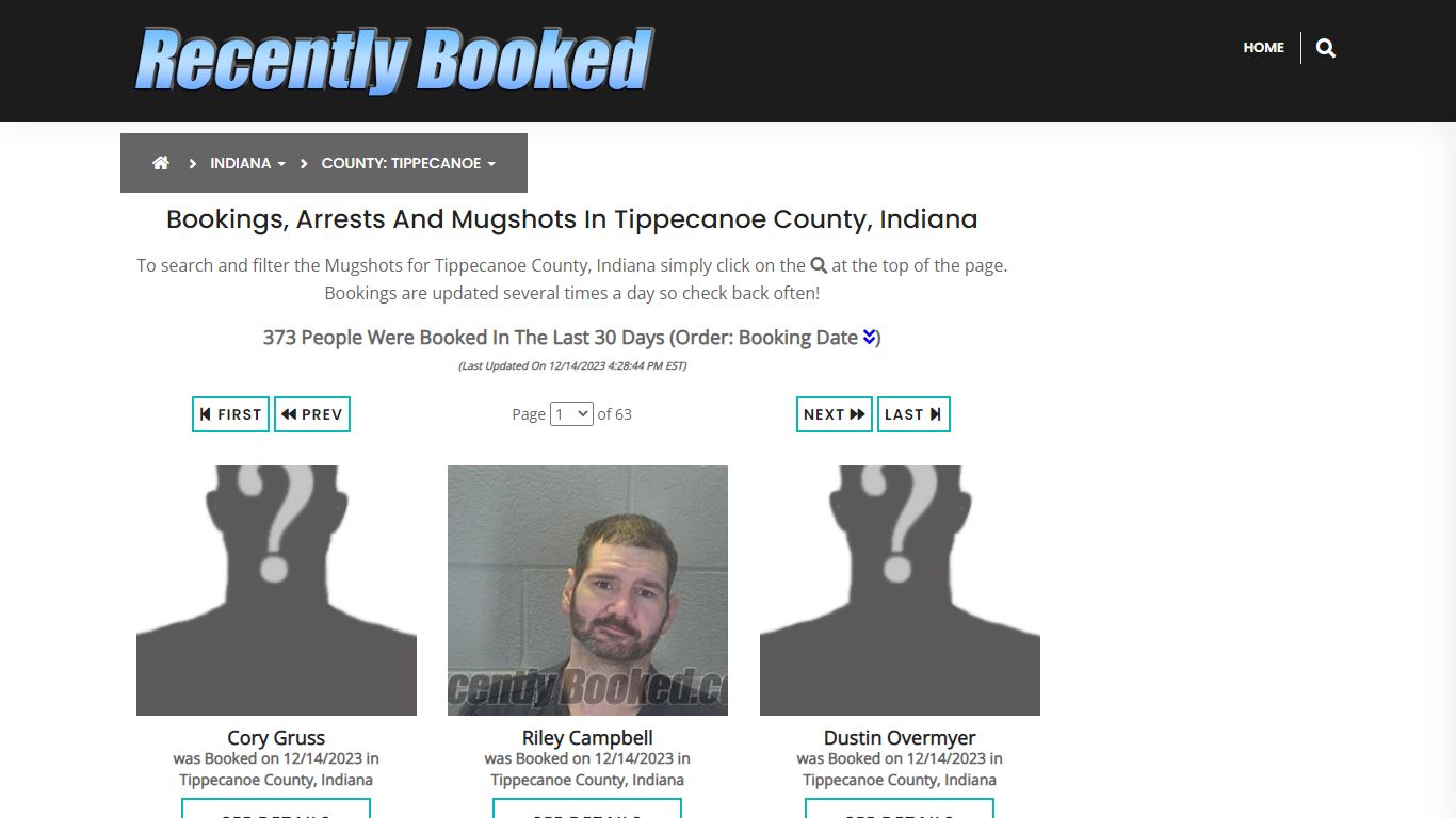 Bookings, Arrests and Mugshots in Tippecanoe County, Indiana